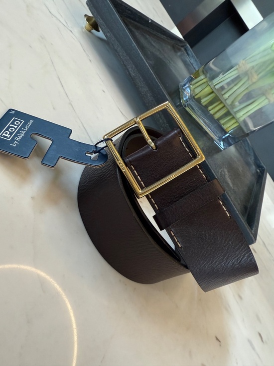 New Polo Ralph Lauren Square-Buckle Wide Leather Belt M main image 4